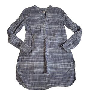 MERONA Small Button Henley Tunic Longsleeve Blue Heather White Blouse